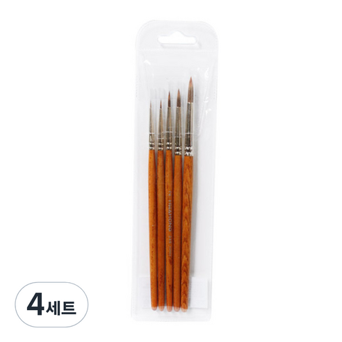 화홍산업 345 다용도 세필붓 세트 5종, 0호, 1호, 2호, 3호, 4호, 4세트