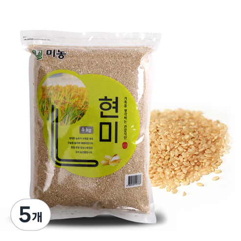 미농 국산 현미, 4kg, 5개