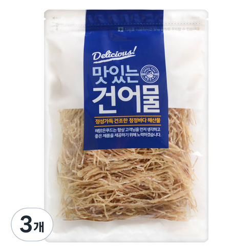 해맑은푸드 얇은쥐포채, 400g, 3개