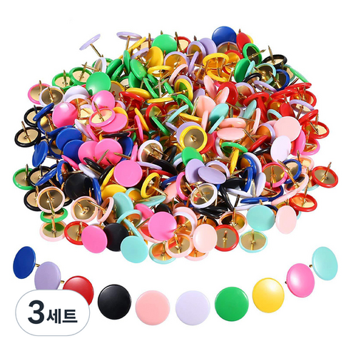 코히모 다용도 원형 압정 컬러핀 10종 x 30p 세트 4W430, 3세트, 300개입