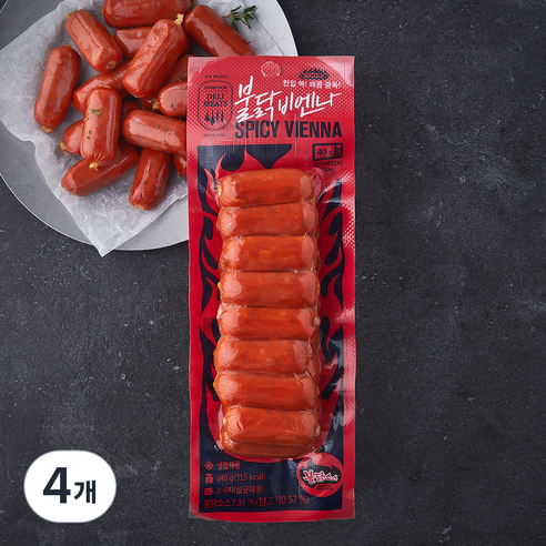 존쿡델리미트 불닭 비엔나, 140g, 4개