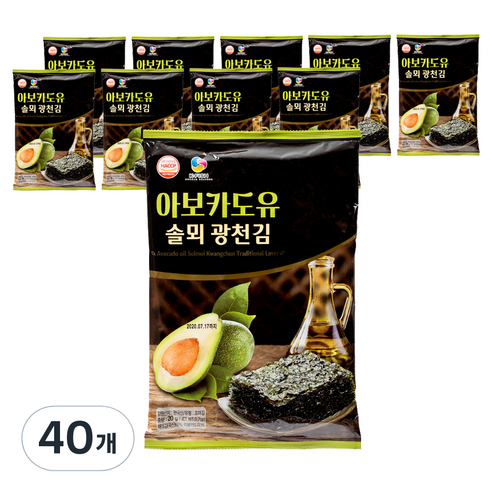 솔뫼식품 더국민 아보카도유 전장김, 20g, 40개