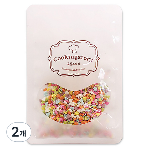 쿠킹스토리 스프링클 파스텔하트 셰이프 미니하트, 2개, 100g