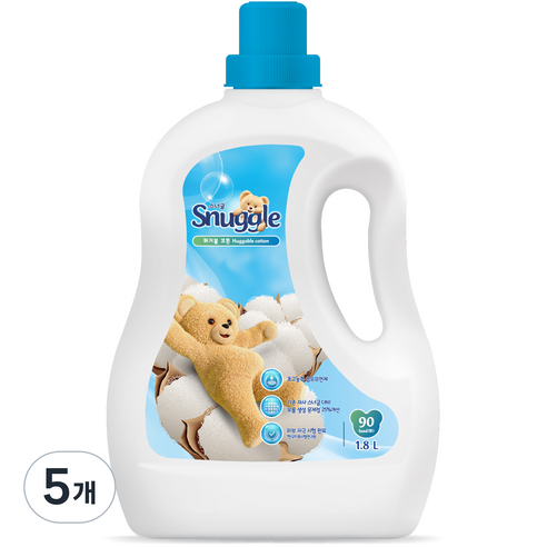 스너글 초고농축 섬유유연제 허거블 코튼 본품, 1.8L, 5개