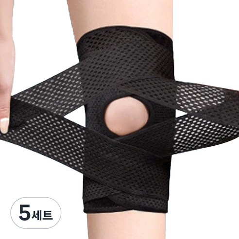 코코로이 양방향 조임 좌우세트 무릎 보호대 블랙, 5세트