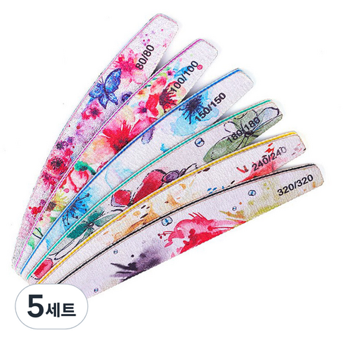 메이브라운 손톱연장 전용 네일파일 6종세트 C19-et013, 5세트, 혼합 색상