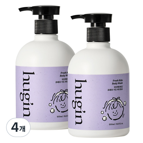 허긴 아동용 약산성 저자극 키즈 바디워시, 500ml, 4개