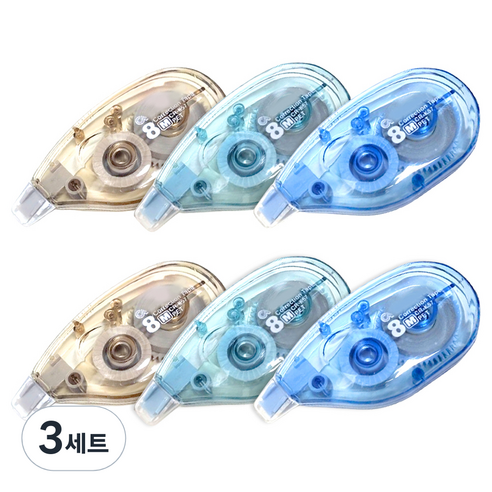 다다 Side Grip 수정테이프 8m, 민트 + 브라운 + 블루, 18개