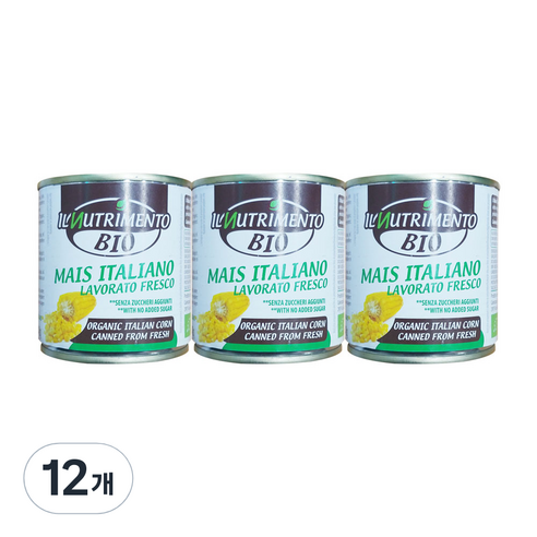 일뉴트리멘토 유기농 옥수수 캔, 160g, 12개
