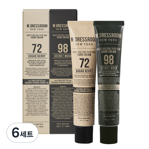 더블유드레스룸 퍼퓸 핸드크림 No72 슈가베리 50ml + No98 시크릿머스크 50ml, 6세트