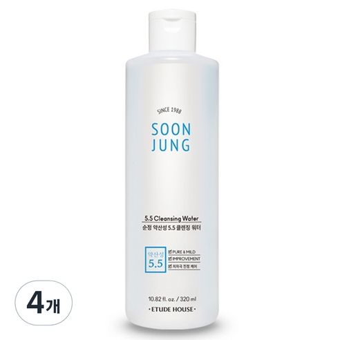 에뛰드하우스 순정 약산성 5.5 클렌징 워터, 320ml, 4개