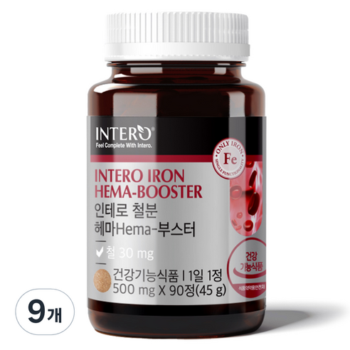 인테로 철분 헤마 부스터 45g, 90정, 9개