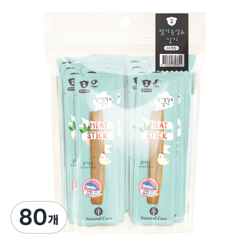 내추럴코어 강아지 미트스틱, 혼합맛(닭가슴살/참치), 80개