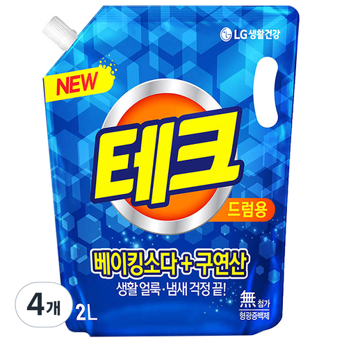 테크 베이킹구연산 액체 드럼 리필, 2L, 4개