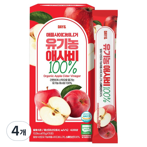 데이앤 유기농 애플사이다비니거 15p, 255g, 4개
