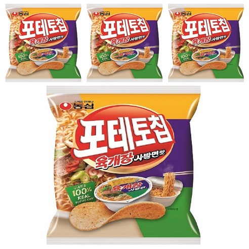 포테토칩 육개장사발면맛, 125g, 4개