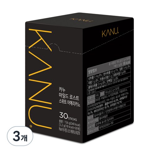 맥심 카누 콜롬비아 블렌드 마일드 로스트 스위트 아메리카노, 5.2g, 30개입, 3개