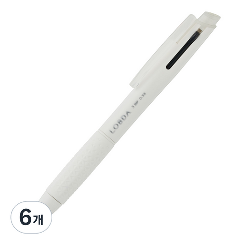 롭다 3색 볼펜 0.38mm, WHITE HAZE, 6개