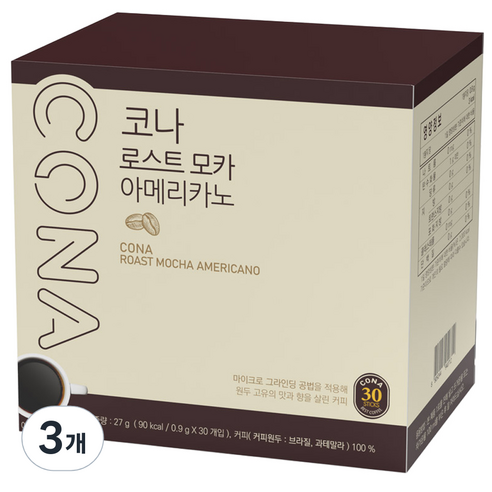 CONA 로스트 모카 아메리카노 원두커피믹스, 900mg, 30개입, 3개