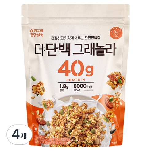 빙그레 건강tft 더단백 그래놀라, 165g, 4개