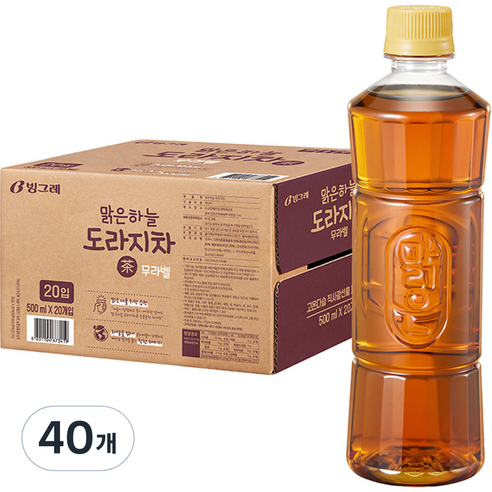 맑은하늘도라지차 무라벨, 500ml, 40개