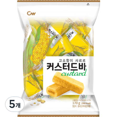 청우식품 커스터드바, 340g, 5개