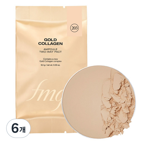 fmgt 골드 콜라겐 앰플 투웨이 팩트 리필 9.5g, 203 내추럴 베이지, 6개