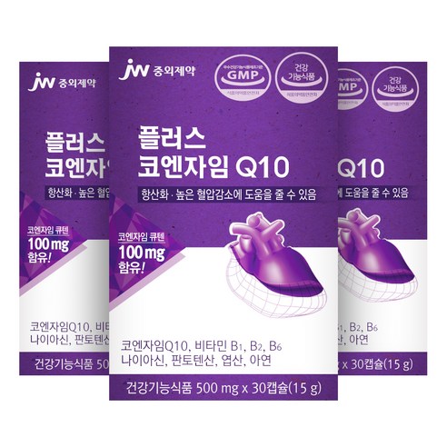 JW중외제약 플러스 코엔자임Q10, 30정, 3개