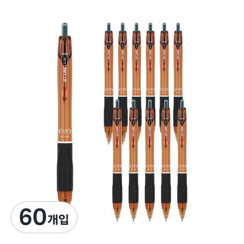 자바펜 제트라인 유성볼펜 0.38mm, 검정, 60개입