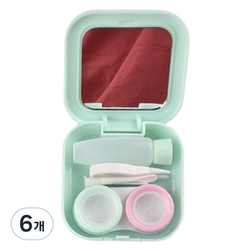 헬씨닷 깔끔 사각 칼라 렌즈통, 민트, 6개
