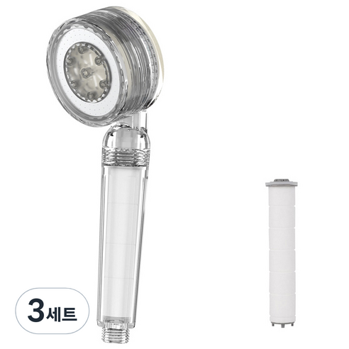 오엘라 3색 LED 필터 샤워기 + 필터 2p 세트, 화이트, 3개