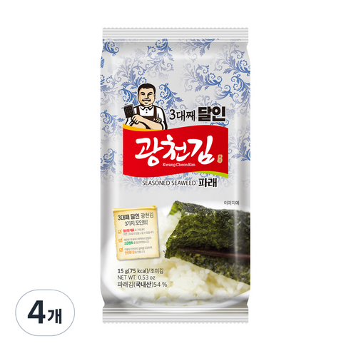 광천김 3대째 달인 파래 식탁김, 15g, 4개