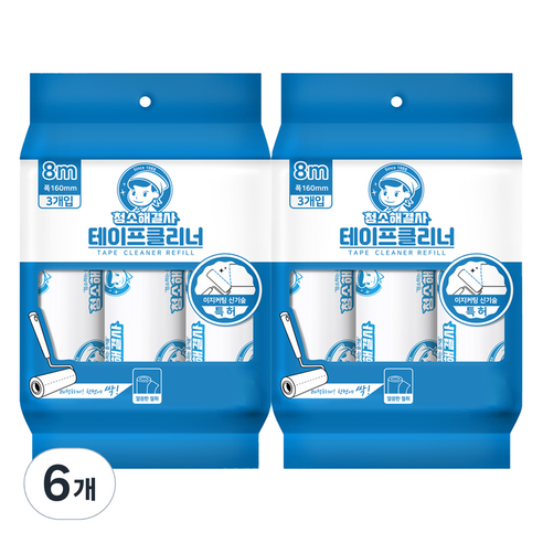 청소해결사 이지 커팅 테이프 클리너 리필 3p, 6개
