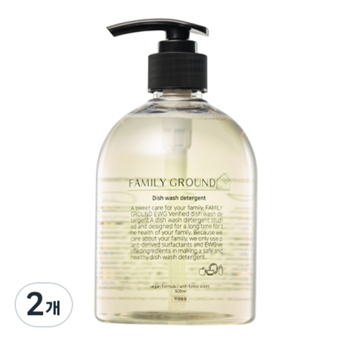 패밀리그라운드 맨손설거지 1종 젖병 주방세제, 2개, 500ml