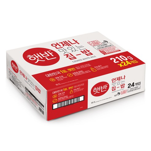 햇반 백미밥, 210g, 24개