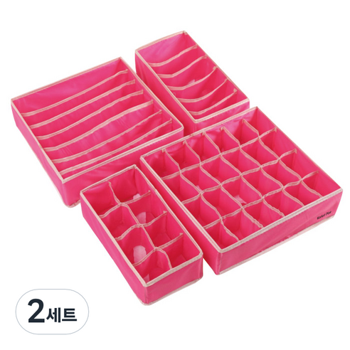마켓플랜 다용도 속옷 정리함 4종 세트, 핑크, 2세트