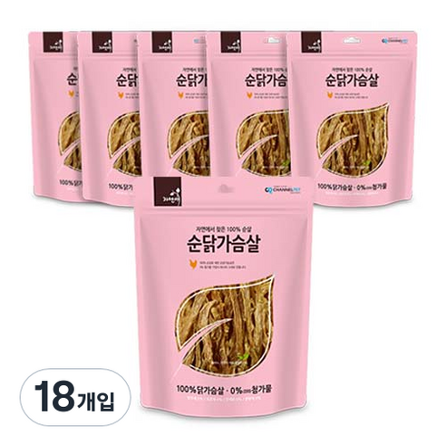 자연애채널펫 순닭가슴살 강아지 간식, 50g, 18개