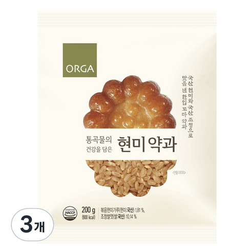 ORGA 현미 약과, 200g, 3개