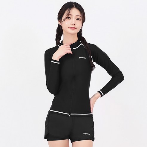 아쿠아티카 여성용 집업 래쉬가드 레이어드 스윔 보드숏 상의 AQAWJP23004 + 하의 AQAWPT23001 세트