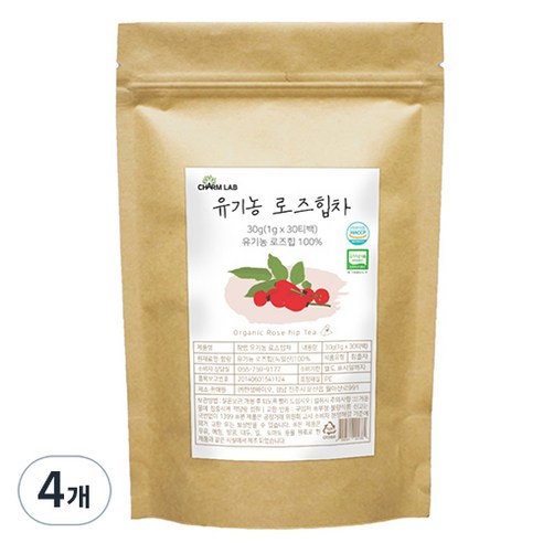 참랩 진공 로스팅 유기농 로즈힙차 삼각티백, 1g, 30개입, 4개