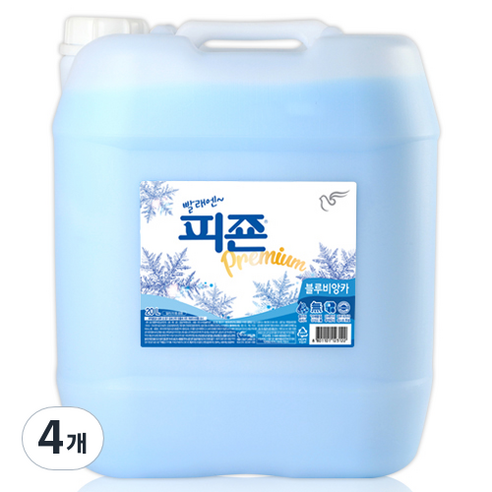 피죤 섬유유연제 블루비앙카 본품, 20L, 4개