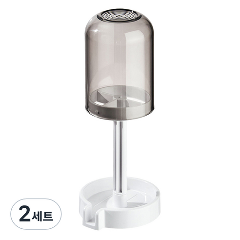 몬드스팟 욕실 투명 칫솔 치약 물빠짐 거치대 + 양치컵 세트 RB20642, 그레이, 2세트