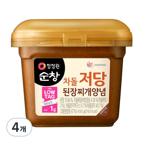청정원 순창 차돌 저당 된장찌개양념, 450g, 4개