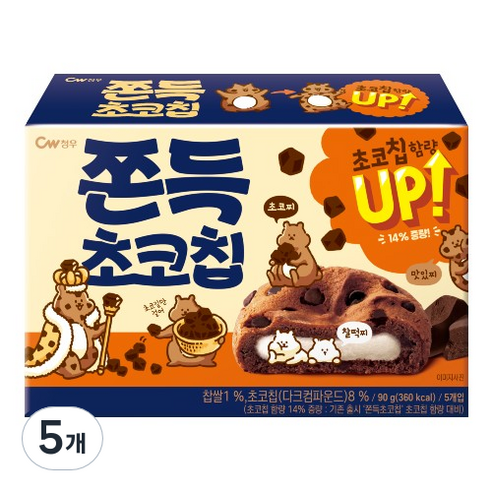 청우식품 쫀득 초코칩, 90g, 5개