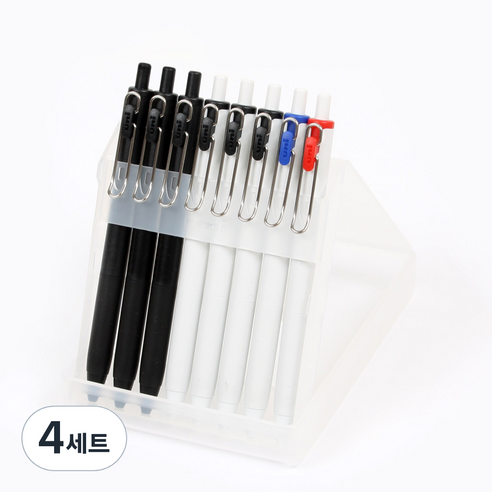 미쓰비시 유니볼원 베이직 볼펜 8p 세트 0.38mm, 블랙, 레드, 블루, 4세트