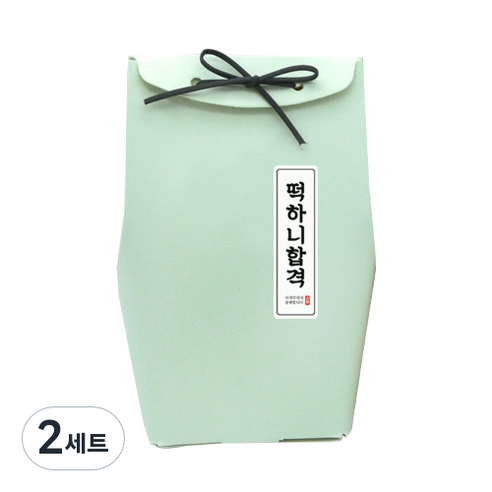 도나앤데코 끌레르 선물백 중사이즈 10p + 끈 10p 민트 + 떡하니합격 2 x 7 cm 라운드사각 세로형 스티커 10p, 혼합 색상, 2세트