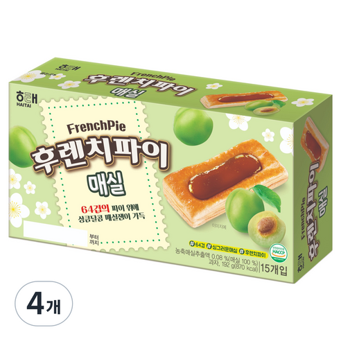 해태제과 후렌치파이 매실 과자, 4개, 192g
