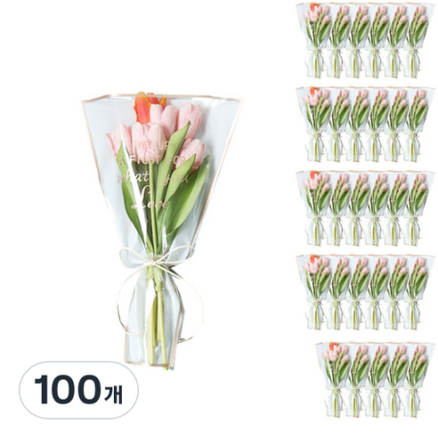 팬시픽스 심플 라인 꽃 포장지 L, 화이트, 100개