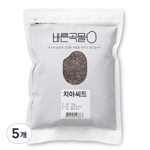 바른곡물 치아씨드, 750g, 5개
