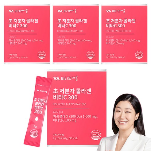비타민마을 초 저분자 콜라겐 비타민C 300, 60g, 4개